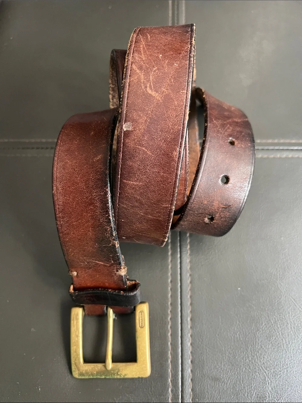 Coach Men's 3896 Brown Leather Belt with Brass Buckle